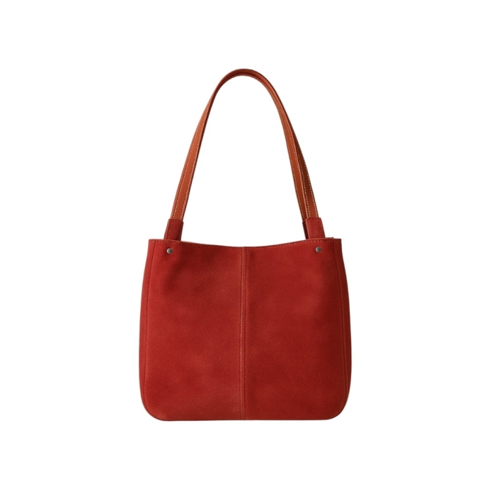 SHOPPER BAG SUEDE CHILI RED us Veloursleder mit viel Stauraum und Kurzgriffen